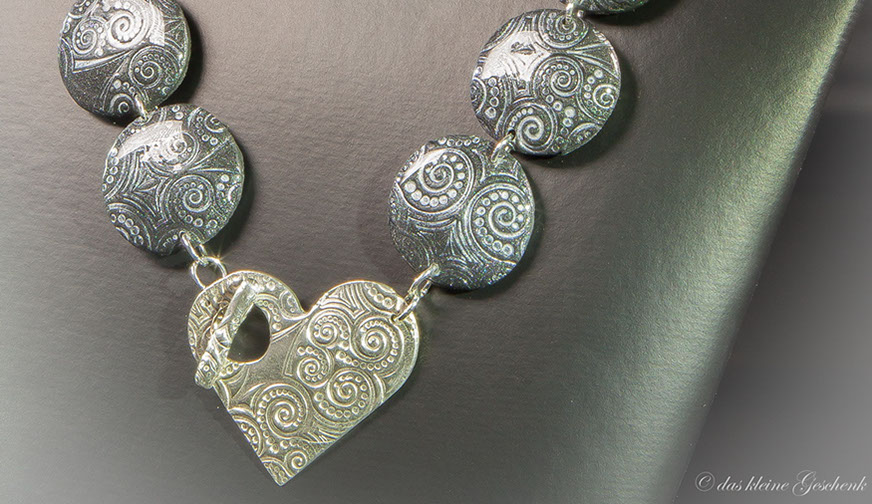 Gestrickte Silberkette 925 Silber mit Anhänger ART CLAY SILVER mit Blauen Zironia